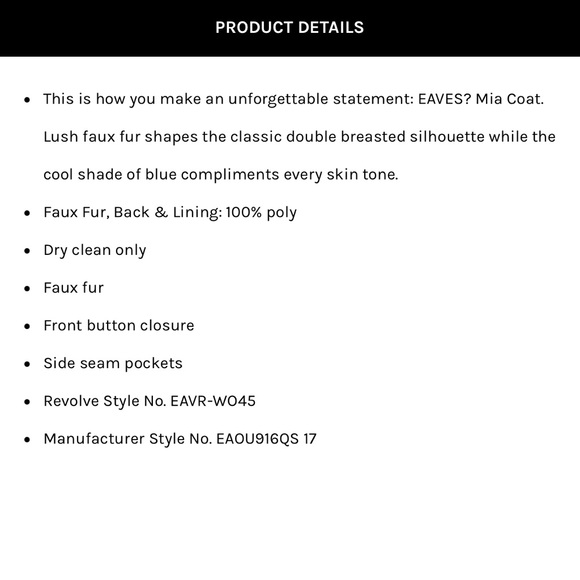 NWT - REVOLVE - EAVES | MIA COAT IN BLUE STEEL - Picture 8 of 8